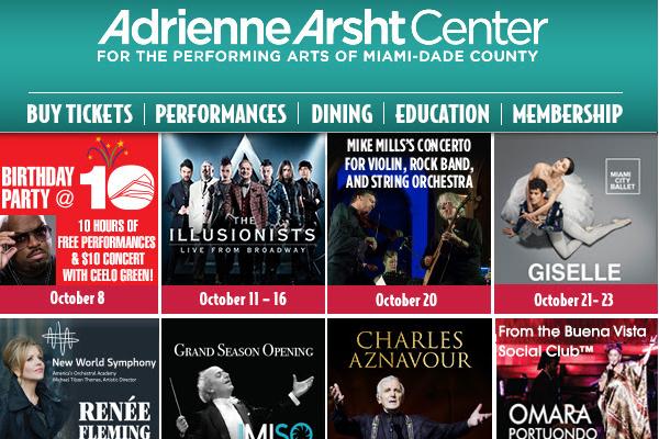 Adrienne Arsht Center programme octobre