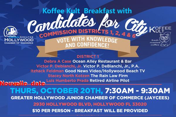 Hollywood : Candidates’ Forum Breakfast reporté le 20 octobre