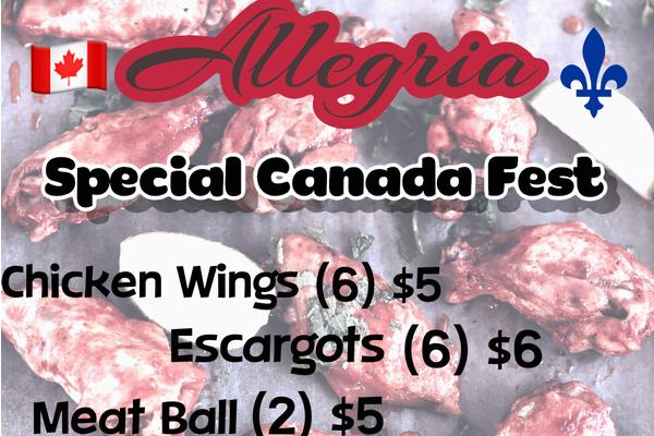 Spécial CanadaFest Allegria Restaurant et  artistes pour le weekend !
