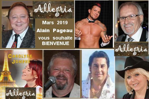 Allegria vous présente ses artistes du mois de mars 2019