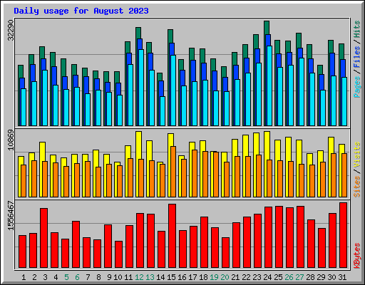 Daily usage for August 2023