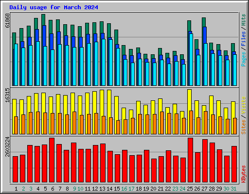 Daily usage for March 2024