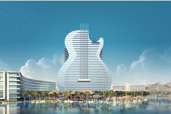 Le Hard Rock dévoile son premier look dans un hôtel en forme de guitare