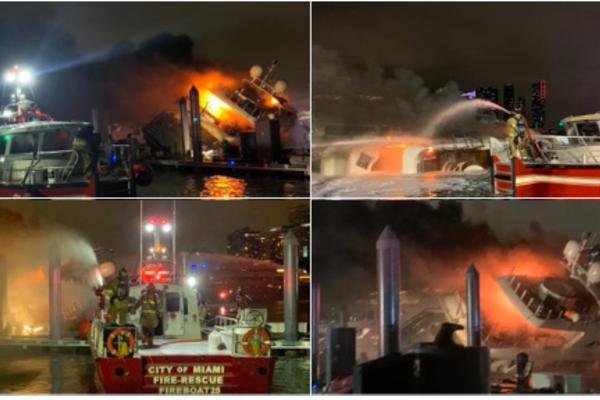 Le yacht de luxe Marc Anthony, détruit dans un incendie à Miami